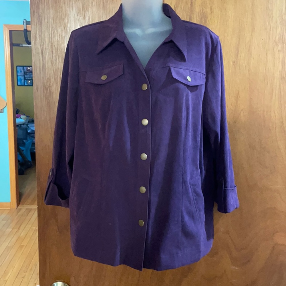 JM COLLECTION Purple Sueded Shirt Jacket 10P